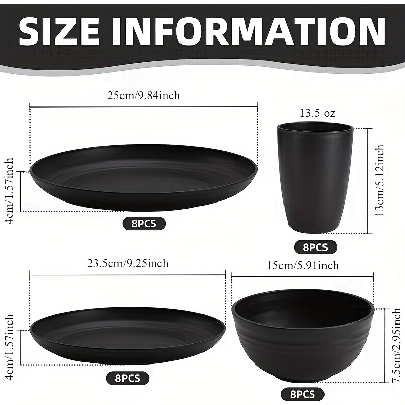 32 16pcs kitchen wheat straw large size dinnerware set service for 8 4 unbreakable modern dish set dinner plate dessert plate cereal bowl cup dishwasher and microwave safe lightweight tableware perfect camping and everyday use gifts for men details 1