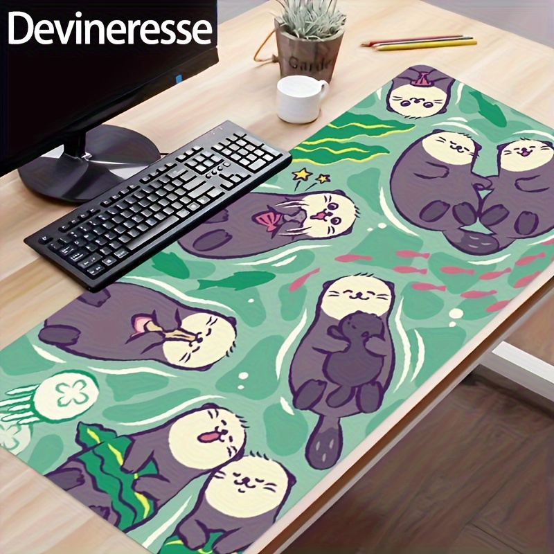

Happy Little Sea Otter Desk Mat Desk Pad Large Gaming Mouse Pad E-sports Office Keyboard Pad Computer Mouse Non-slip Computer Mat Gift For Boyfriend/girlfriend