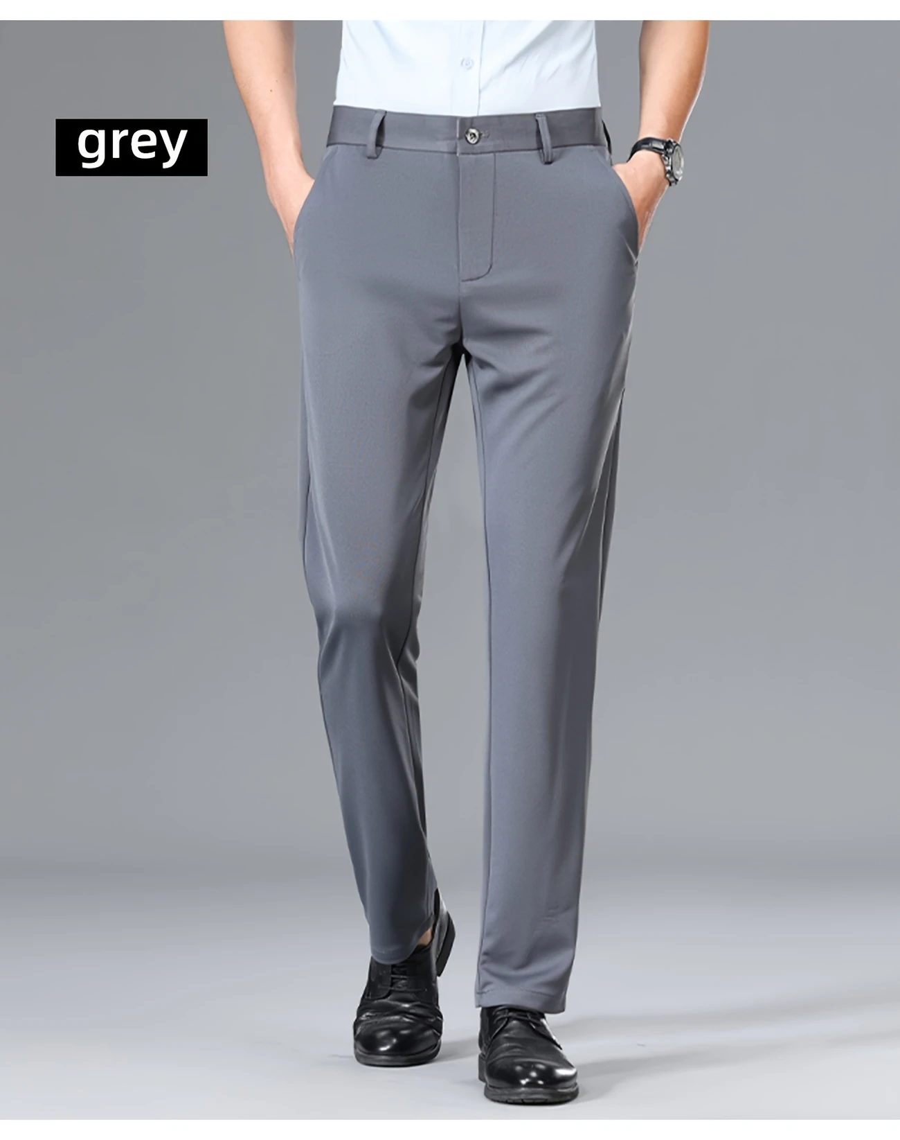 mens casual long pants black stretch fit dress pants waist regular fit polyester 94 spandex 5 button fly woven fabric 210g m alphabet pattern for weekend casual stretch details 10
