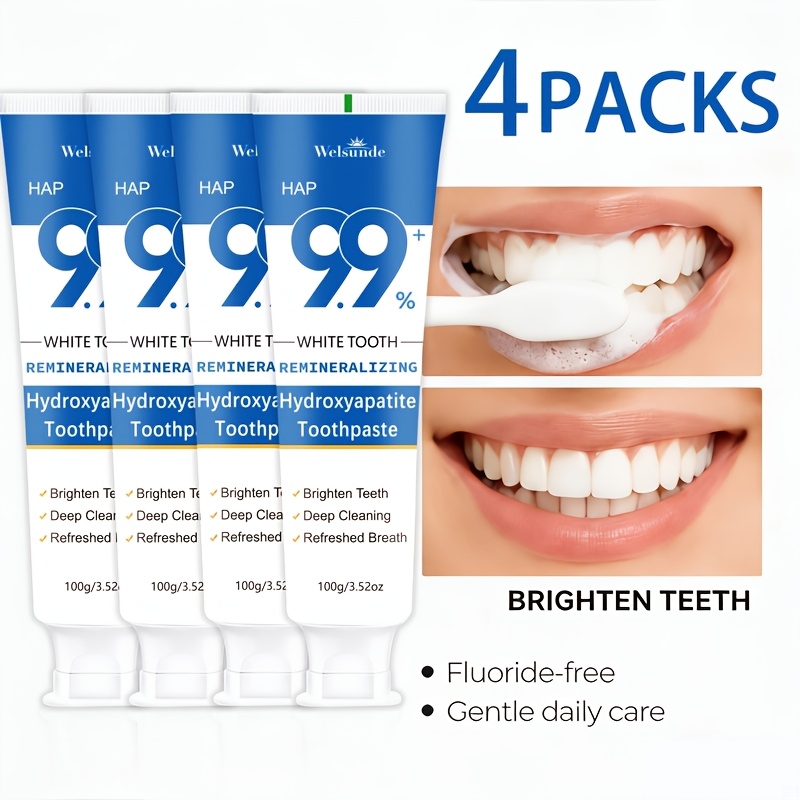 4 Packs Remineralizing Toothpaste, Effect & Deep Cleaning, Polishing & Brightening Teeth, Mint Flavor Helps Keep Breath Fresh, Plaque, Hypoallergenic for Sensitive Teeth, Oral Health & Hygiene, Travel-100g*4, for Everyone Use