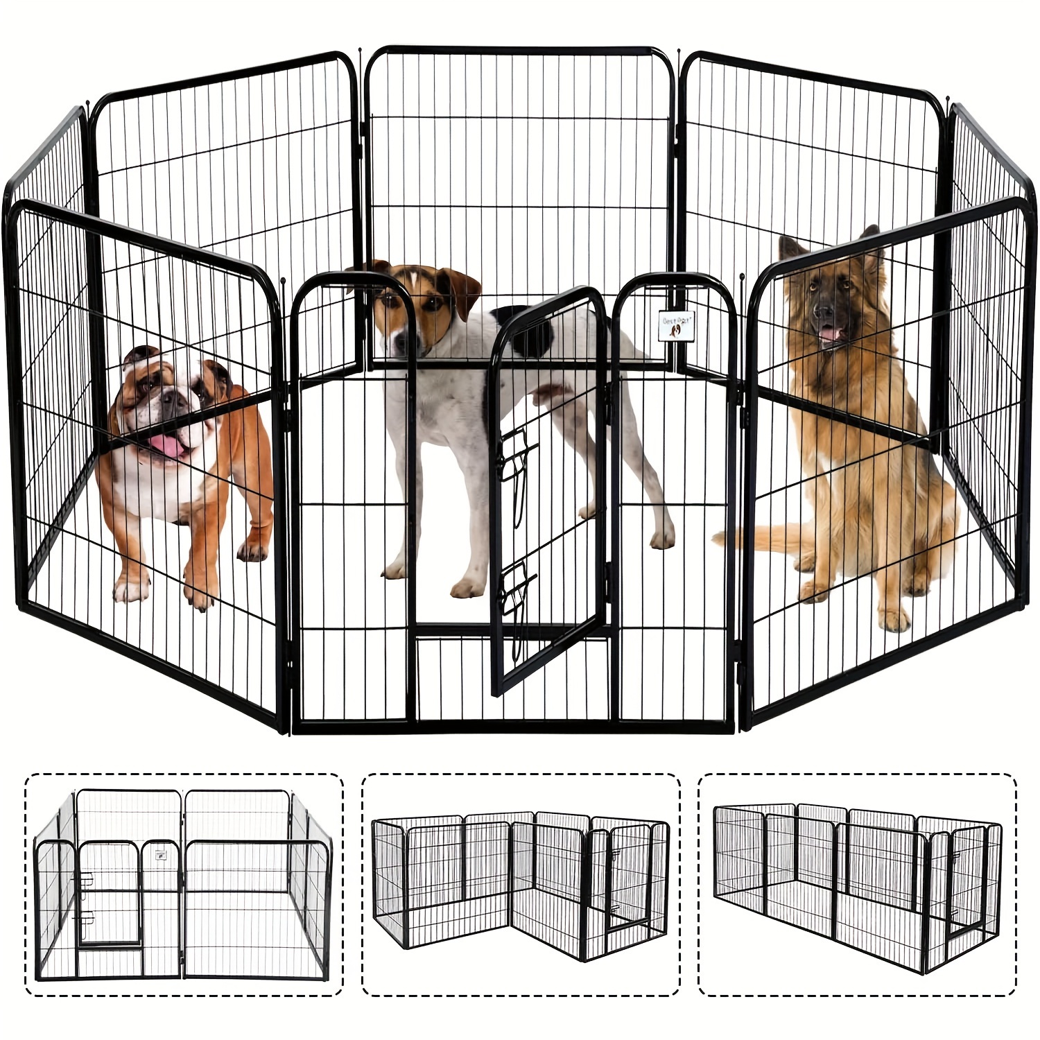 

Pet Playpens For Dogs, Foldable Metal Indoor Outdoor Pet Fence Barrier, 8panels 16 Panels High Exercise Heavy Duty Pet Playpen With Lockable Double Door Dog Fence For Large Medium Small Animals