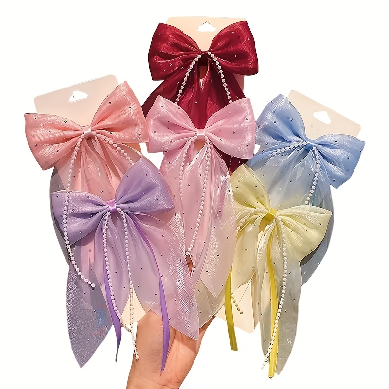 7   colorful fabric bow hair clips fashionable hair accessories suitable for daily use colors random details 3
