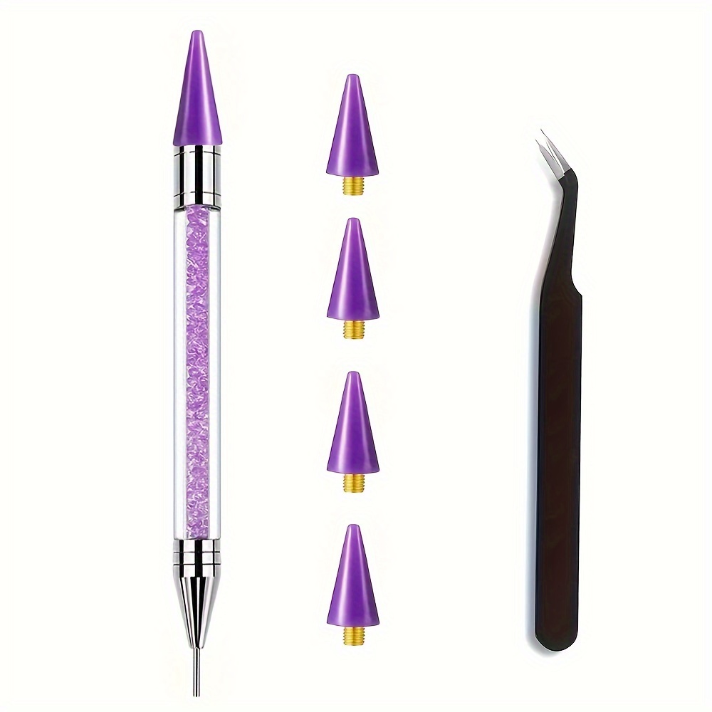 

Double-ended Nail Art Dotting Pen And Tweezers Set - Formaldehyde-free Manicure Rhinestone Wax Picker Tool Kit