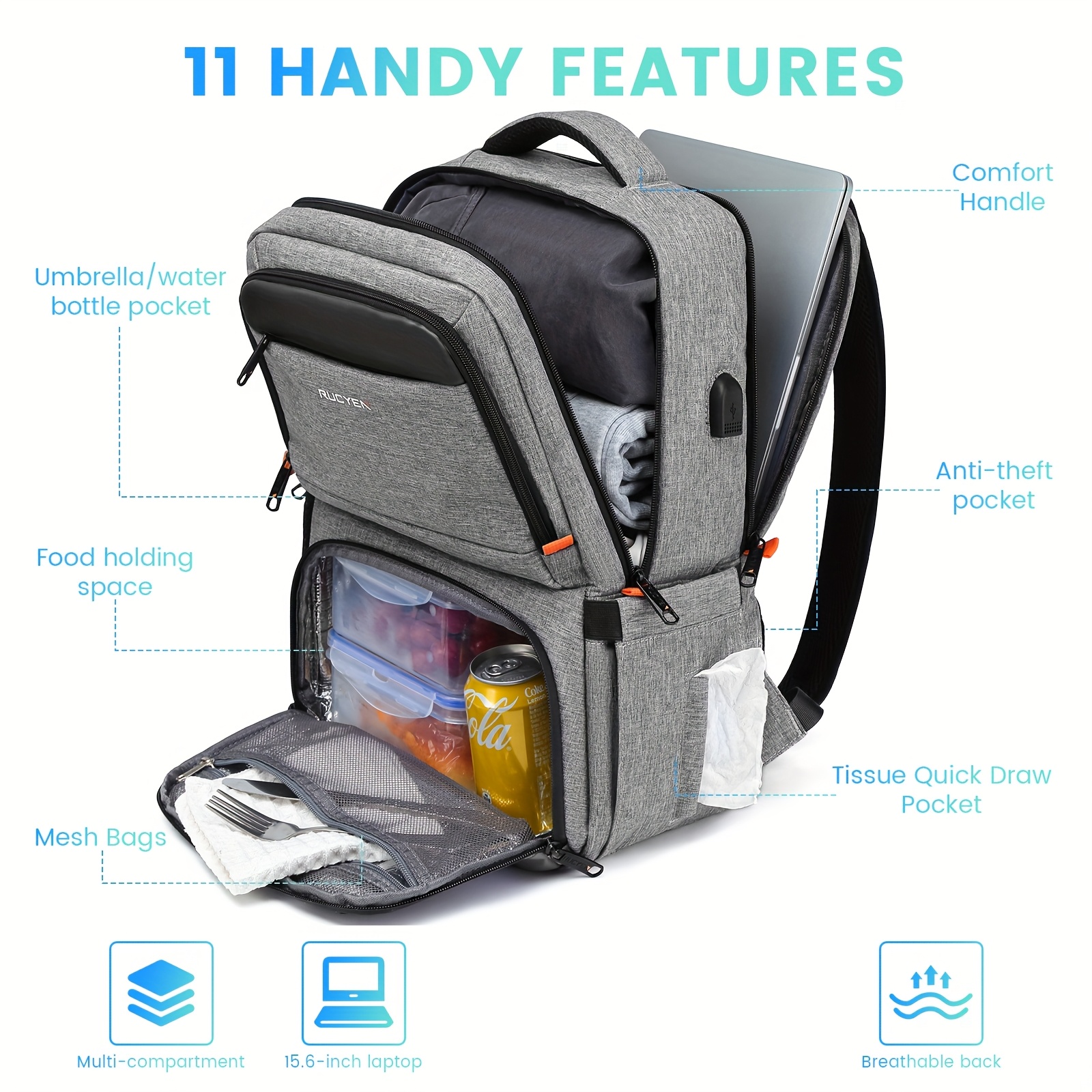 lunch backpack insulated cooler backpack lunch box men women - Temu