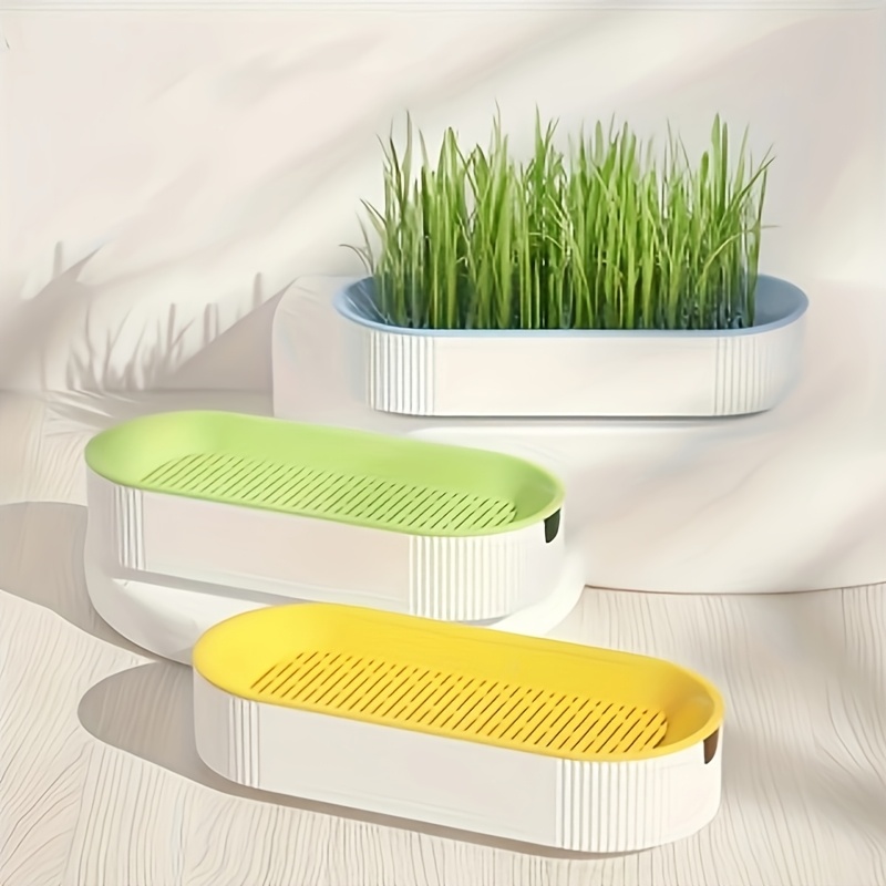 

2pcs Cat Grass Planting Box, Planting Hydroponics Box, Garden Seed Sprouting Tray, Seed Sprouting Cat Toy, Without Battery