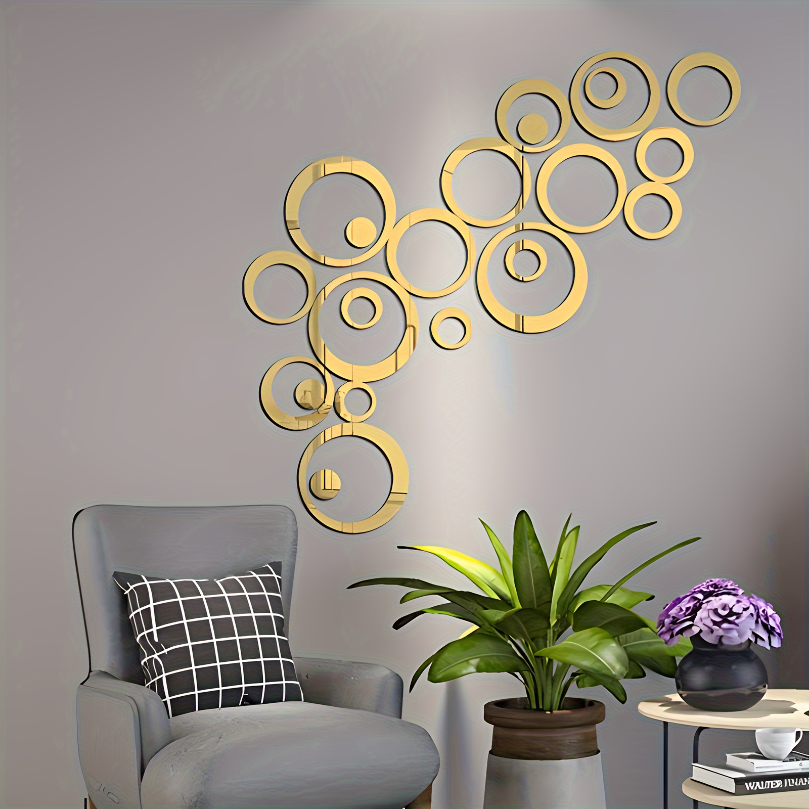 

24 Pieces Acrylic Mirror Wall Stickers, 3d Removable Self-adhesive Circle Crystal Decor For Home Living Room Bedroom