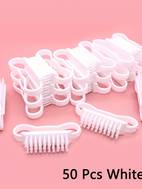 50st tvÀttbara mini fÄrhorn nagelrengöringsborstar - abs plast ergonomiskt handtag, svarta & vita borsthÄr för professionella/personliga manikyr pedikyrverktyg, hÄllbara ÄteranvÀndbara nagellack borttagningsborstar, kompakt design