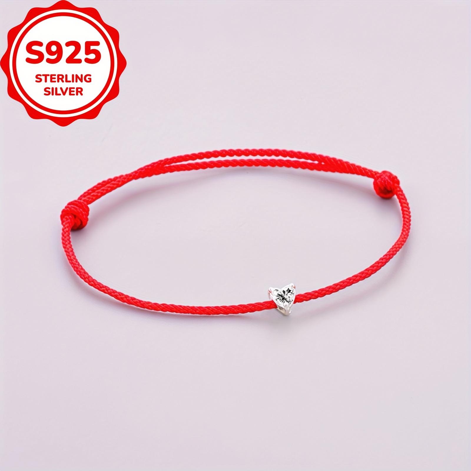 TEMU 1pc 925 925 Silvery Woven Bracelet With 925 925 Silvery Heart Accessories, Simple And Versatile, Suitable For Daily Wear Or Holiday