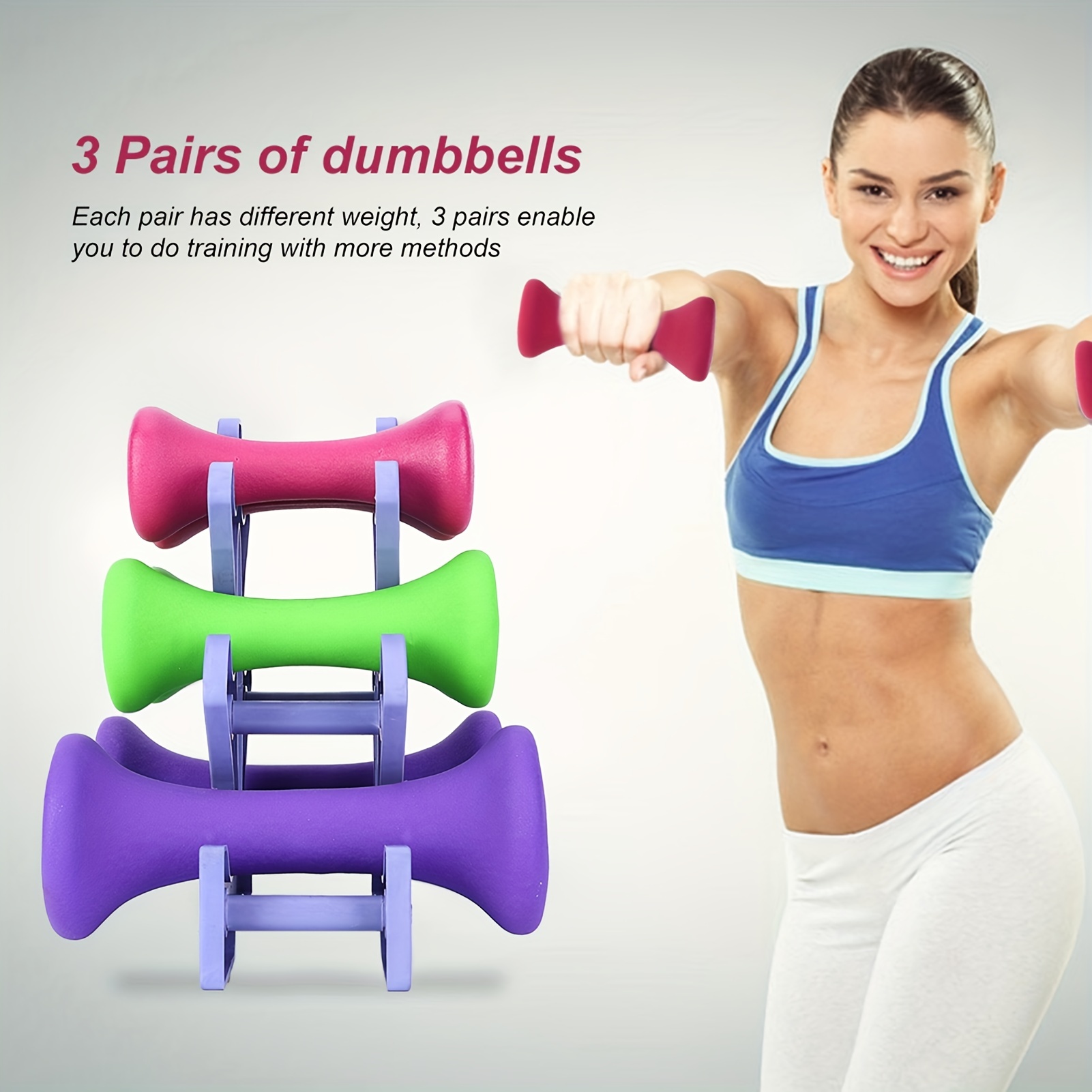 6pcs fitness weights dumbbells with 1pc   suitable for bodybuilding fitness exercise strength training details 4