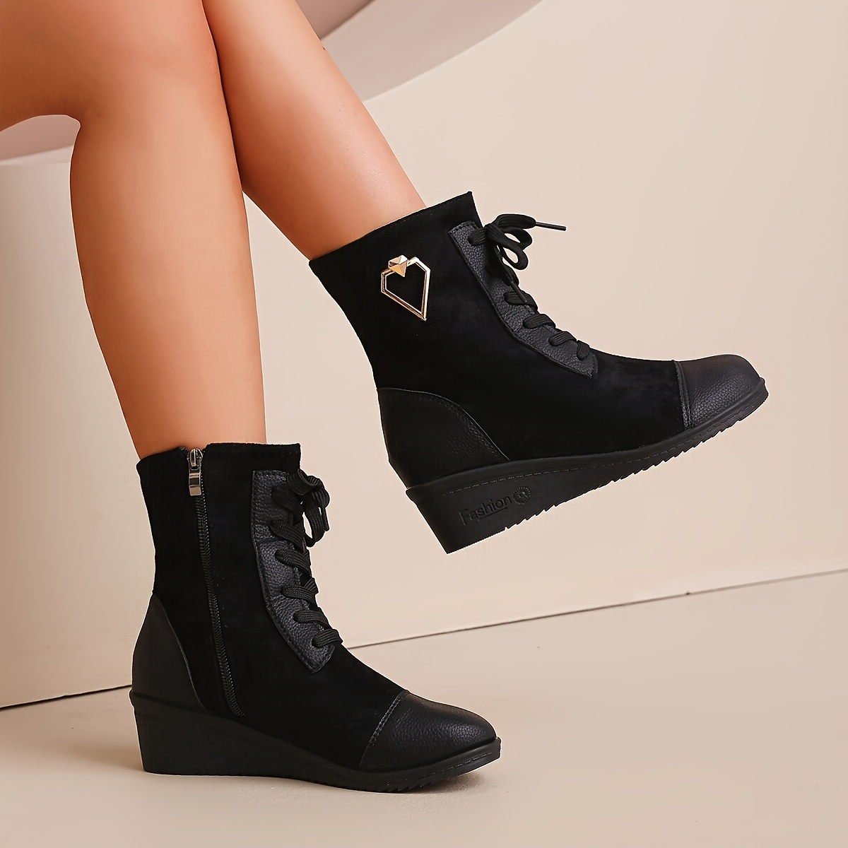 TEMU Women's Casual Fashion Lightweight Side Zipper Ankle Boots, Women Shoes