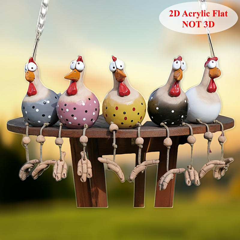 

1pc, 2d Flat Acrylic Popular Chicken Decorative Pendant - Size 11.52x7.68inch, Holiday Decor, Suitable For Office Party And Home Use