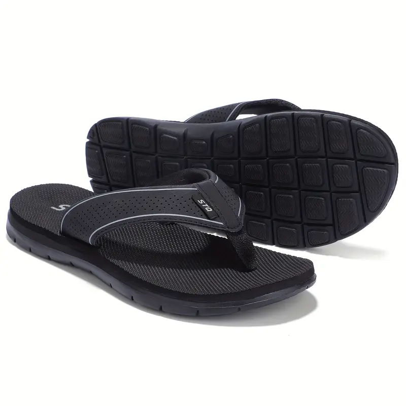 stq womens non slip lightweight flip flops mat texture slip on thick cushioned eva sole breathable fabric upper for beach pool yoga casual summer wear pool flip flops eva cushioned sole Product details 0