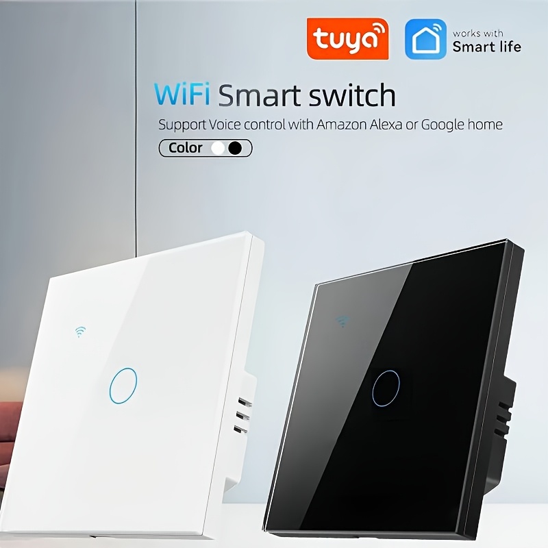 Inteligente WiFi Compatible con Alexa y Google Home, Pantalla Táctil  para Pared, Control por Voz y App, Estándar UE */, Sin