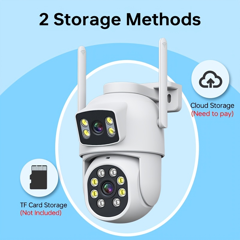 2pcs 4MP Dual Lens Security Cameras - WiFi Enabled, 360° PTZ, Two-Way Audio, Color Night Vision, Motion Alerts for Home & Outdoor Use details 4