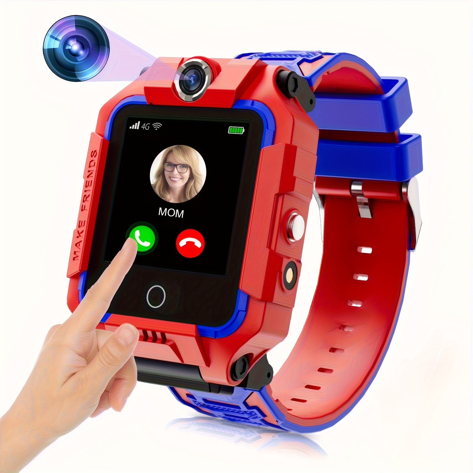 TEMU 4g(lte) Electronic Smart Watch - Intelligent, 360 Degree Rotatable Display, Voice & Video Chat Capabilities, Facial Recognition, Dual Cameras,
