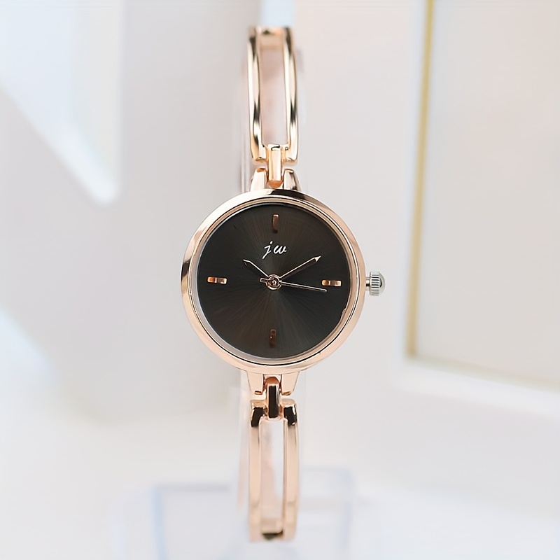 1pc Elegant Rose Golden Women's Quartz Watch with Rhinestone Accents, Vintage Style Alloy Bracelet, Round Dial, Perfect Holiday Gift for Her, Special Occasion Jewelry | Luxury Women's Watch | Zinc Alloy Bracelet