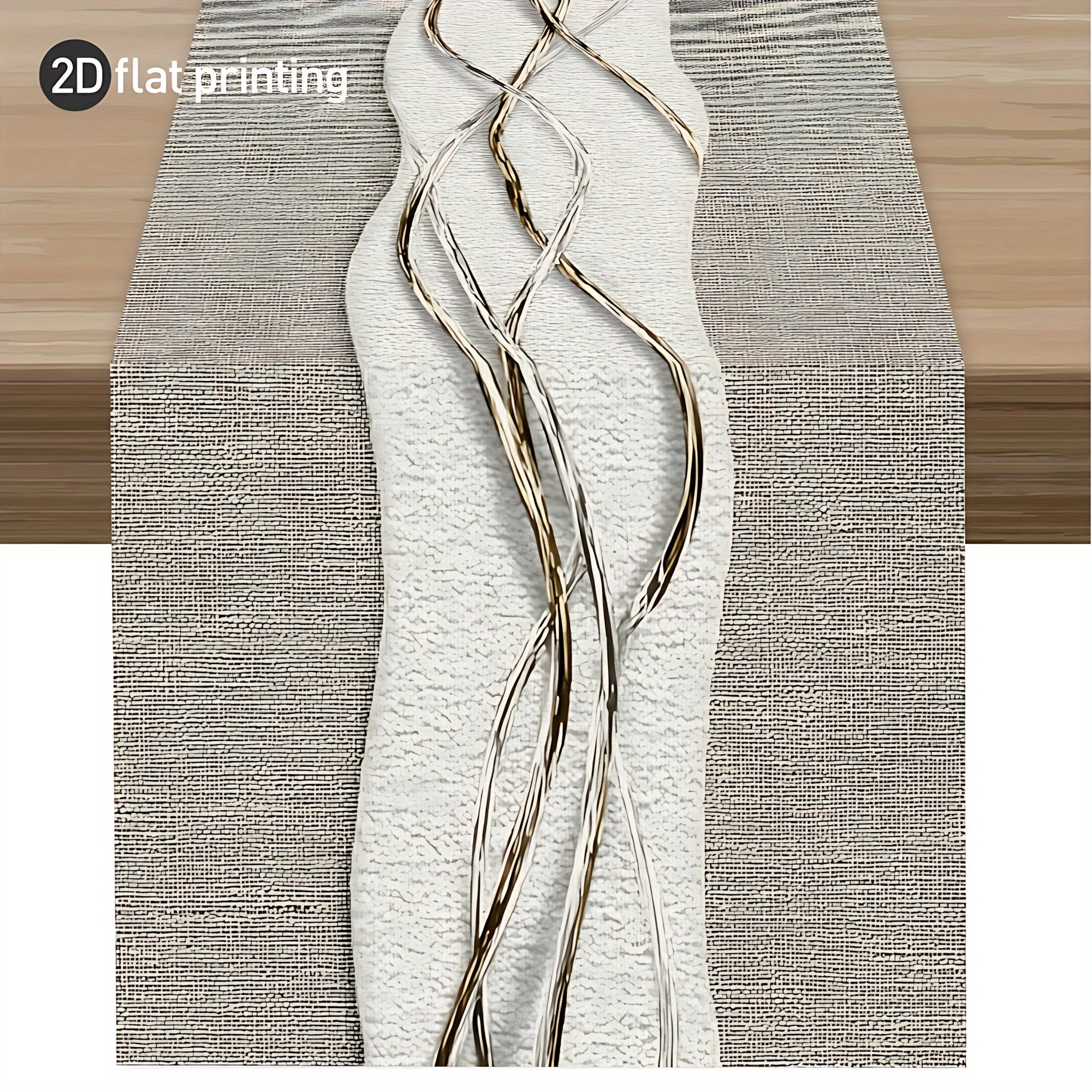 TEMU 1pc, 2d Flat Printing, Light Gray Line Table Runner, Modern Geometric Table Runner, Soft Curve Style, Printed Polyester Tablecloth, Long Print