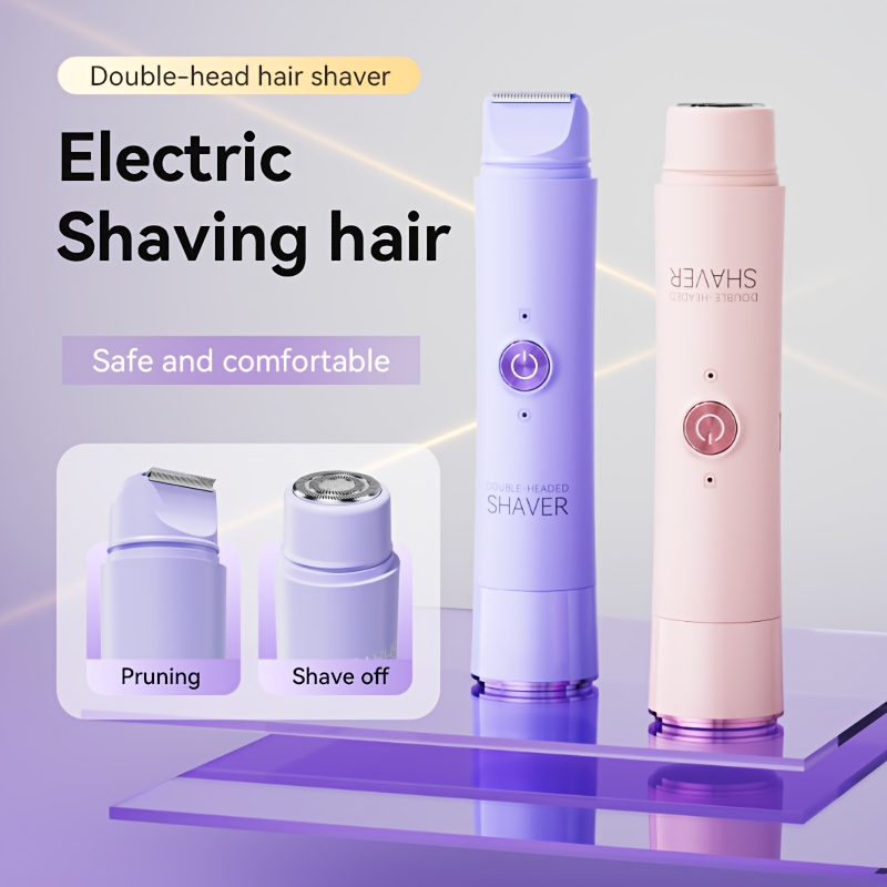 womens double headed shaver full body hair removal machine home use travel razor 2 in 1 electric shaver suitable for bikini eyebrows and armpits dry and wet trimmer rechargeable cordless   hair removal gentle and light beige friendly