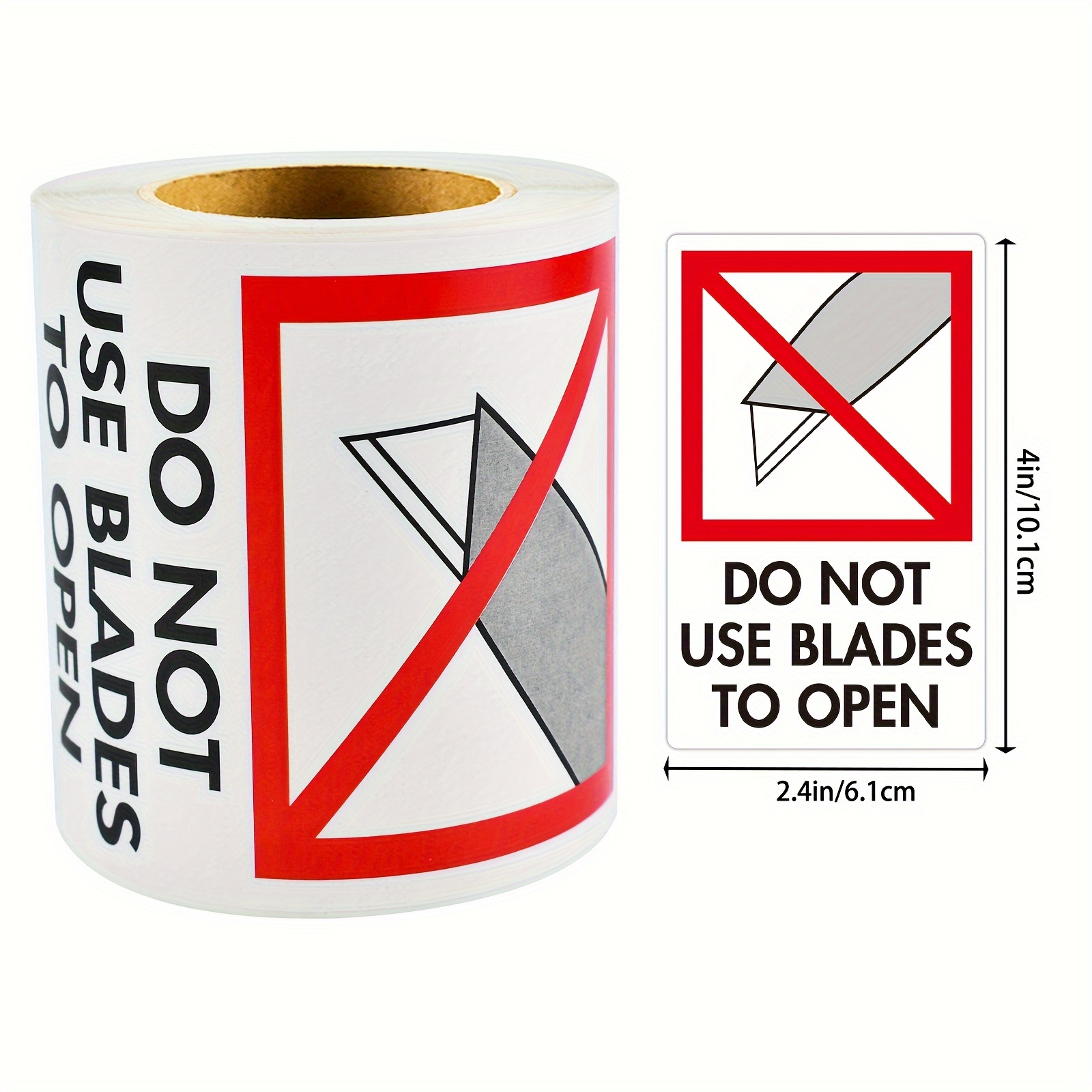 200pcs Caution Handle With Care Warning Labels Compatible For Opening Hazard - 2.4x4in Stickers With Object Alert Symbol, For Packaging, Shipping, Warehouse Storage (200pcs)