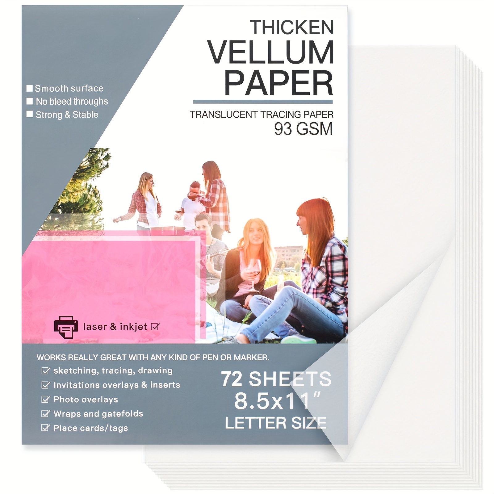 translucent vellum paper 8.5x 93 gsm white tracing - Temu