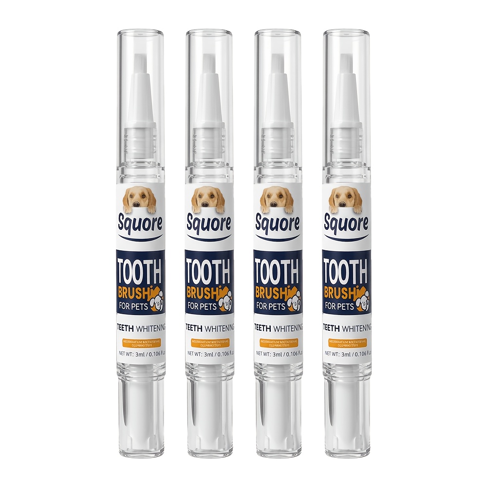 Image of 4pcs Pet Teeth Whitening Cleaning Pen Set, Botanical Formula Without Hydrogen Peroxide, Non-damaging To Pet Gums, Brushless Pet Dental Pen
