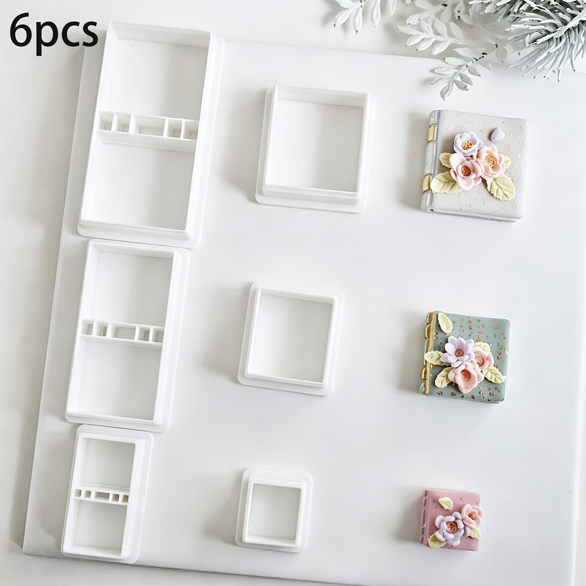 TEMU 6pcs Fairy Tale Book Themed Elegant Polymer Clay Jewelry Making Kit, Regular Rectangular Book-shaped Clay Molds. This Jewelry Making Tool Set Is