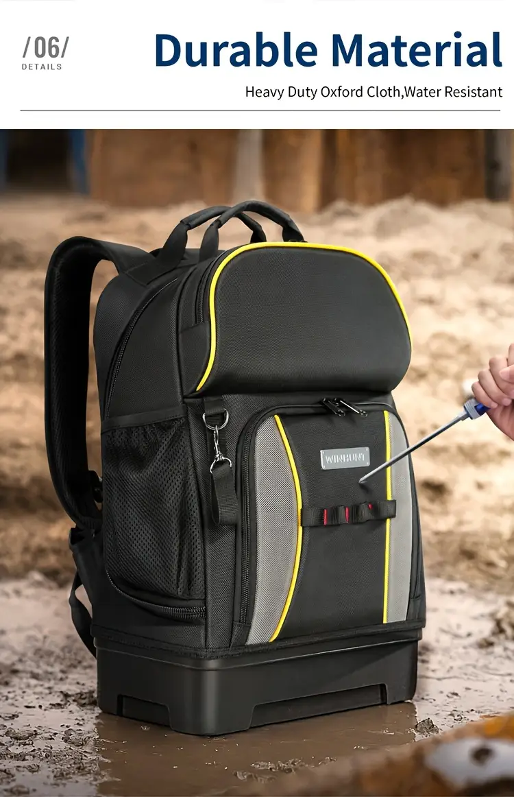tool sets backpack heavy duty bag organizer with 21 pockets molded bottom details 9