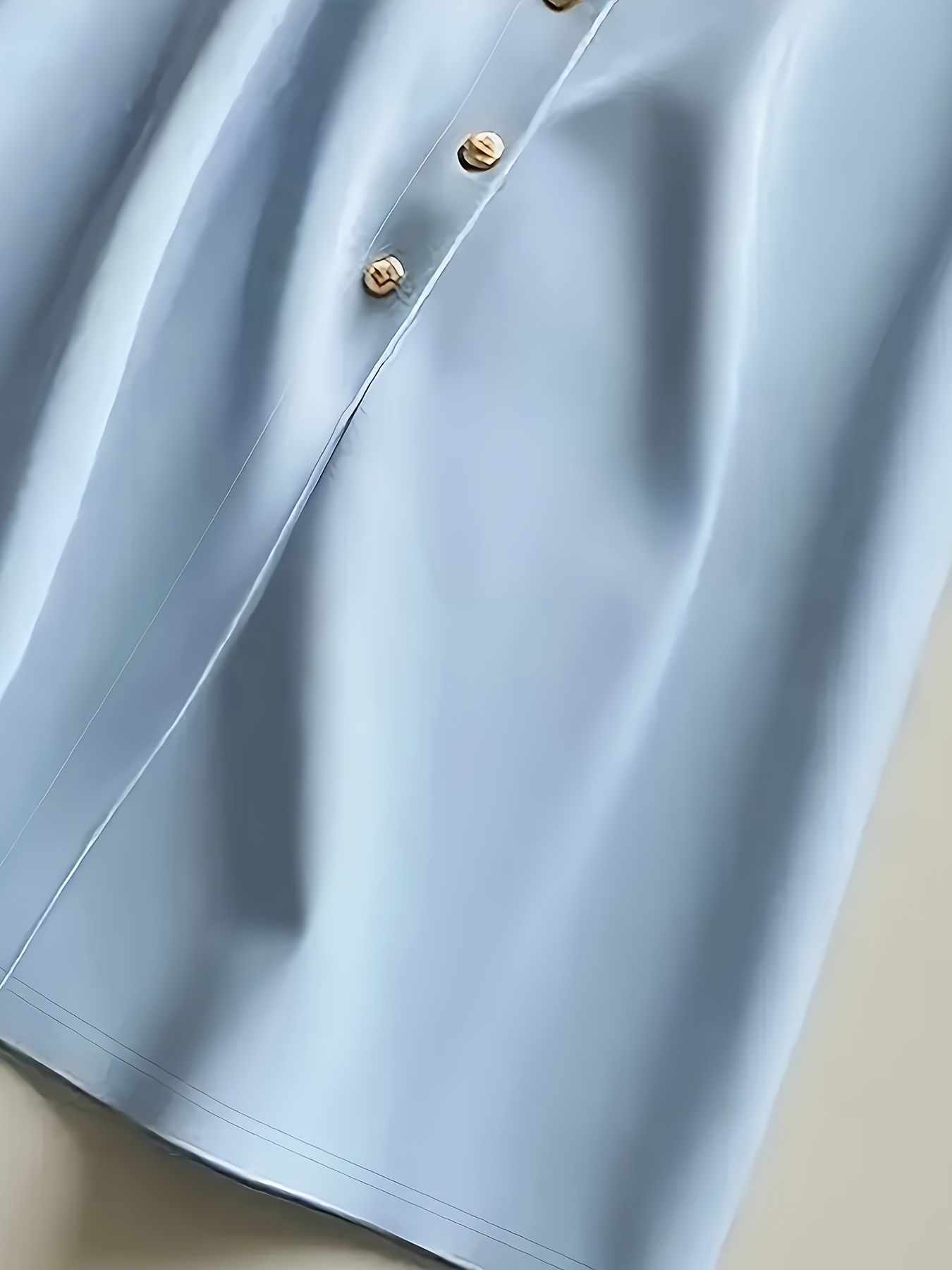 שמלת חולצה תכלת סתת לנשים אורגנית - אול לבוש קצרים, צווארון מכוות רמת, צווארון מושלם קז'ואל עד רשמי, לבוש קז'ואל | שמלה מכפתרת | מרקם מבריק