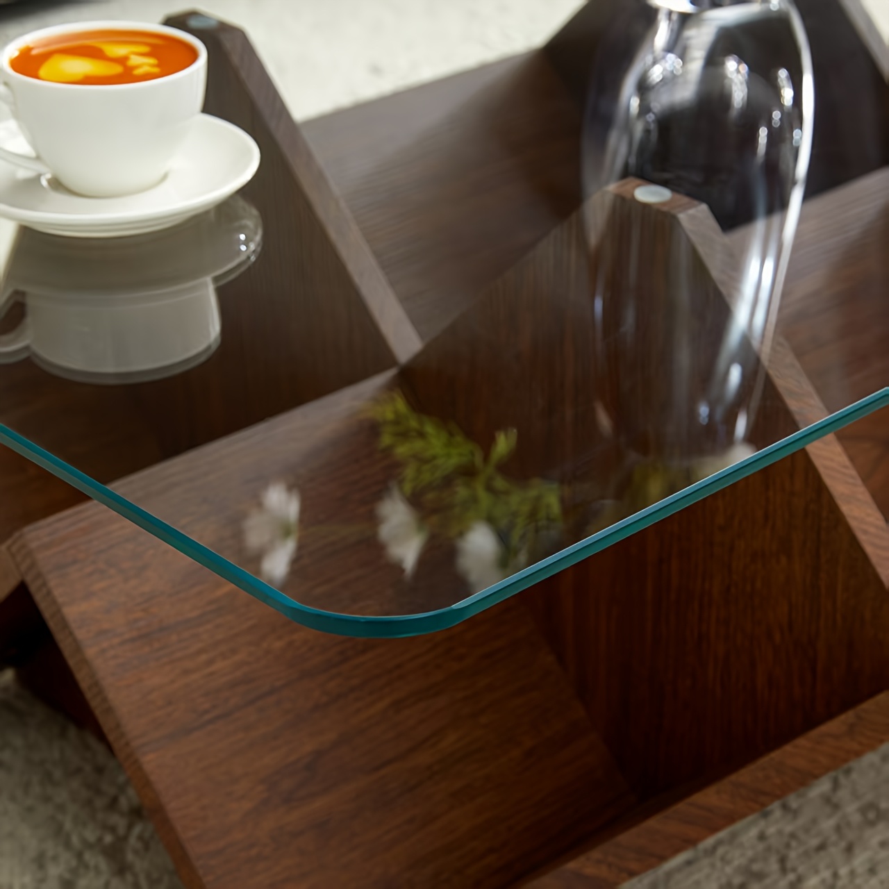 Coffee Table, Modern Multi-Storage Tempered Glass & MDF, Spacious Storage Compartments for Daily Essentials, Sturdy Construction Coffee Table for Living Room Bedroom Office, Contemporary Stylish Design Home Furniture with Ample Storage Space