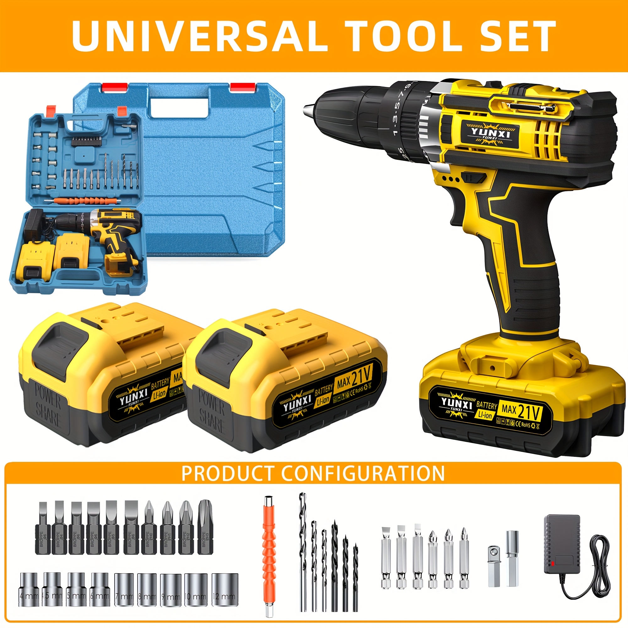 Draadloze elektrische lithiumboor met hoog vermogen voor huisdecoratie, eenvoudig te gebruiken
