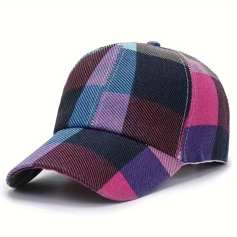 

Retro Curved Brim Baseball Cap, Colorful Plaid Trucker Hat, Snapback Hat For Casual Leisure Outdoor Sports