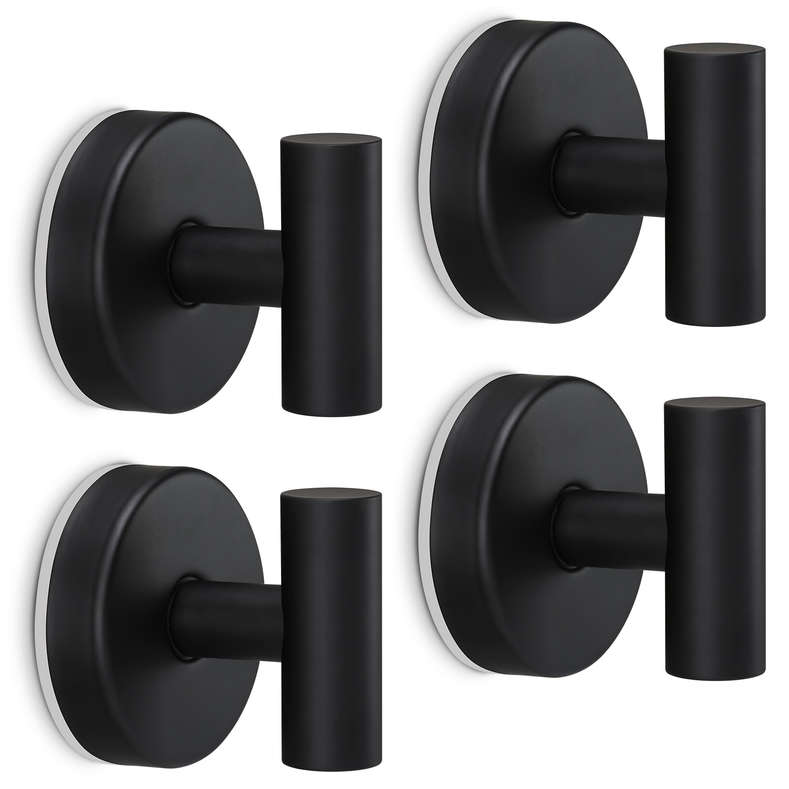TEMU 4pcs Matte Black 304 Stainless Steel Suction Cup Wall Hooks No Drill Heavy Duty Reusable Removable Towel Robe Hooks Washable Suction Hooks For