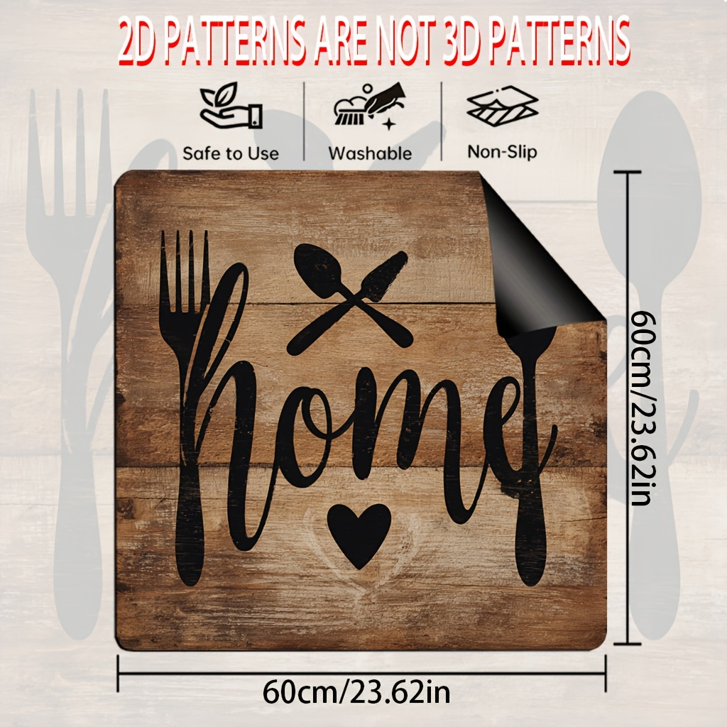 TEMU 1 pieza, Cubierta para Estufa con Impresión 2D, Cubierta de Estufa con Diseño de y Utensilios, Tapete para Café que se como Cubierta Decorativa