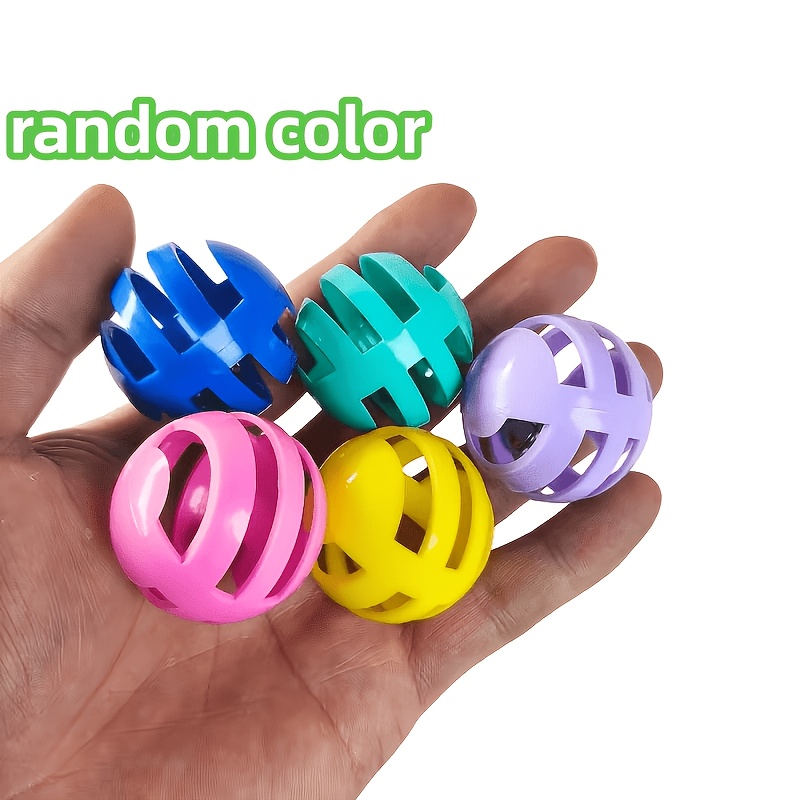 TEMU 5pcs Jouet pour Chat Bille à Clochettes - Bille Multicolore pour Chats, Soulagement de l'Ennui, Auto- et Amusement de Course et de Coup de Pied,