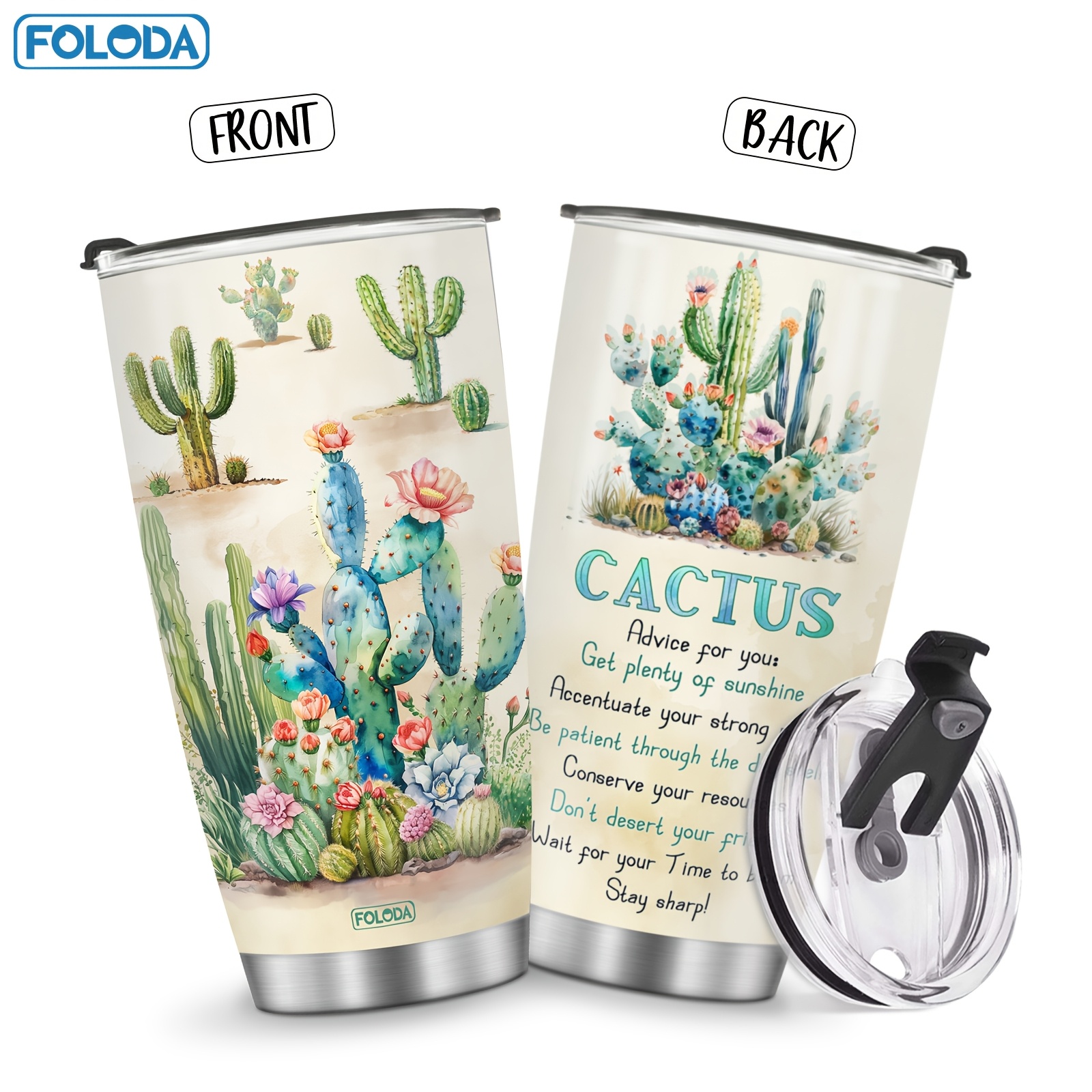 1pc Foloda 20Oz Taza de viaje de acero inoxidable con tapa - Libre de PVC, forma ovalada, taza de café aislada - Solo lavado a mano - Ideal para correr y actividades al aire libre - Perfecto para regalos de Navidad, San Valentín, Día de la Madre, graduación