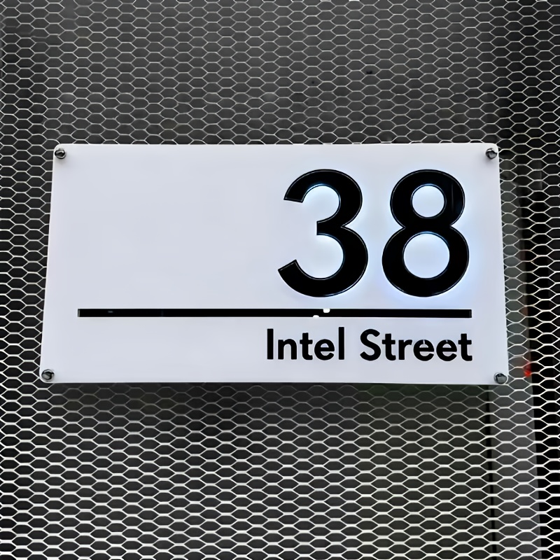 TEMU Custom Laser-engraved Acrylic Door Sign - Personalized Name And Address, , Suitable For Indoor/outdoor Use, Durable Plastic, Includes Mounting