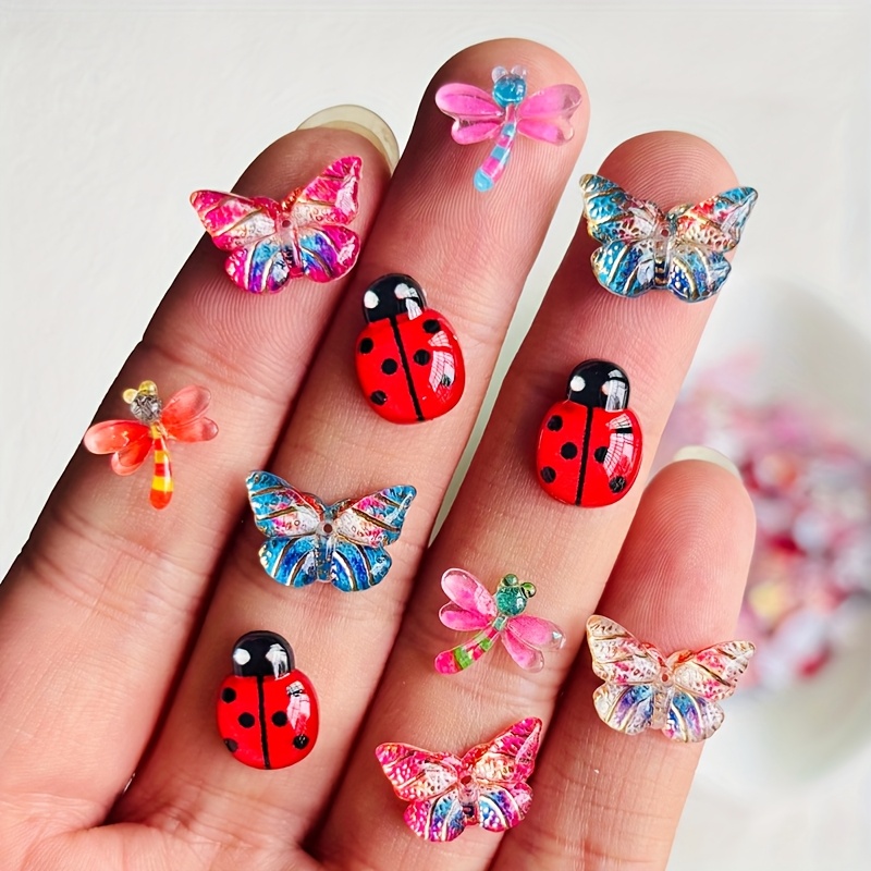 Mini Resin Butterfly & Beetle Decorations for Nail Art & Crafts