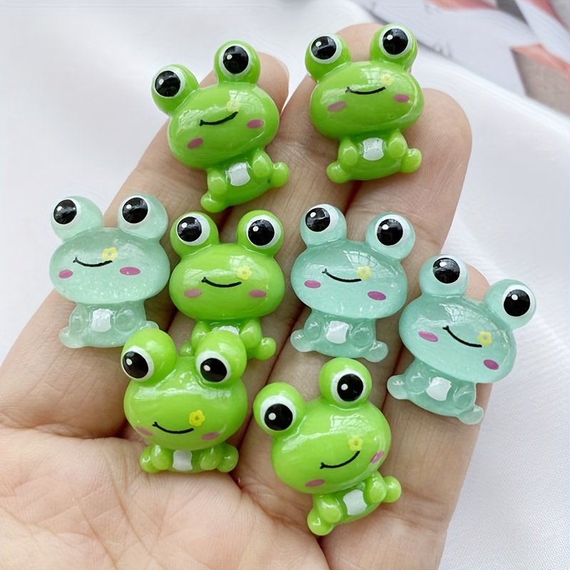 

12pcs Colorful 3d Green Frogs Resin Beads, Flat Bottom Beads, Cute Mini Decors For Diy Scrapbooking, Home Decors & Crafts, Pastoral Style