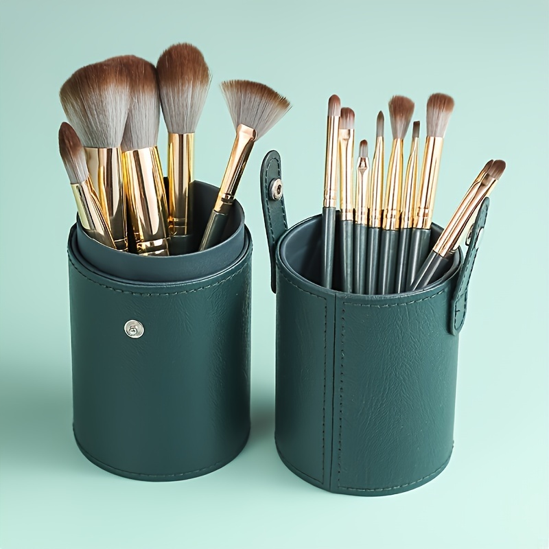 

14-piece Green Makeup Brush Set, Premium Synthetic Bristles, Professional Cosmetic Brushes For Foundation, Powder, Blending, Eyeshadow, Contouring