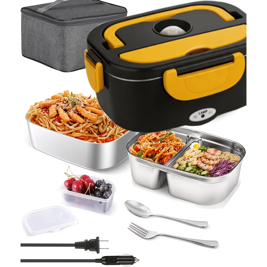 TEMU Portable Lunch Box Food Heater, 57.8oz Large Capacity Fast Heated Lunch Box, Leakproof, Removable Stainless Steel Container, Food Warmer For