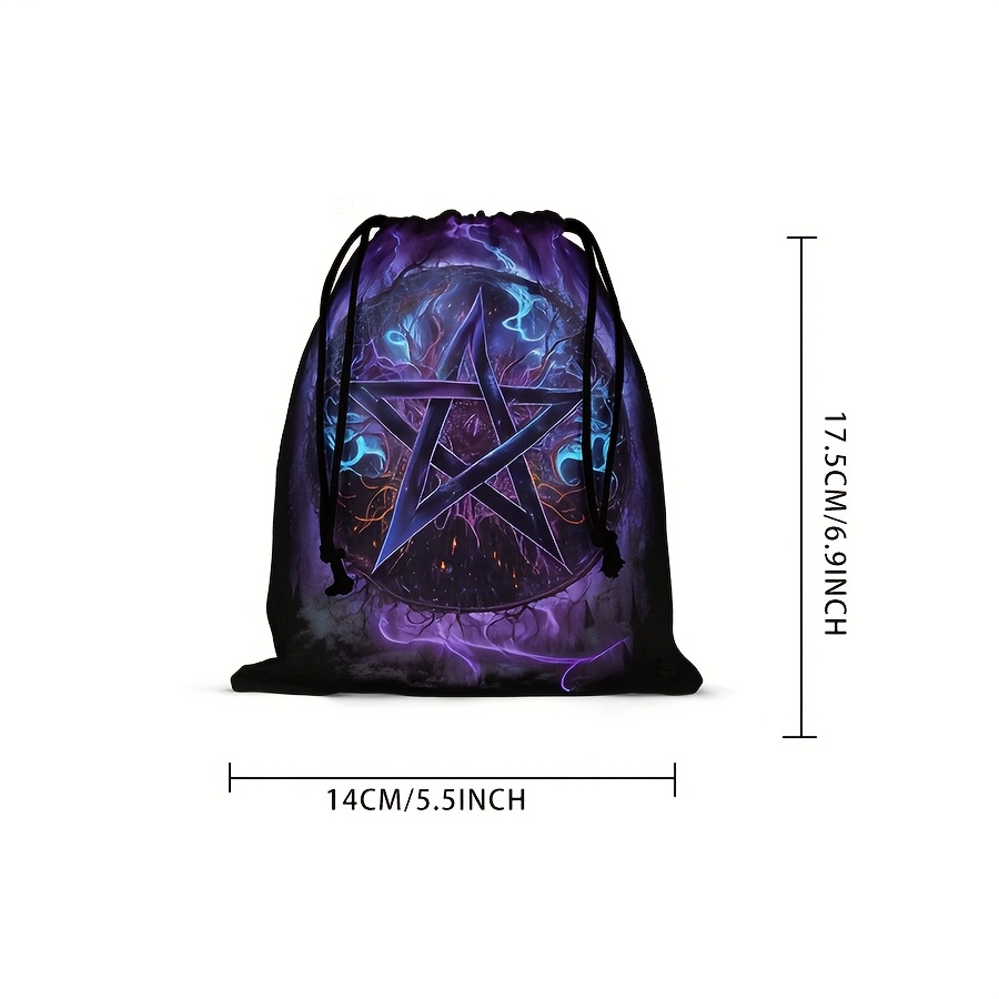 Image of Pouches With Drawstrings For Jewelry, Featuring Designs Astrology, Celestial Themes, Stars, And Of Life. Versatile Bags Are Ideal For Storing Jewelry, Dice