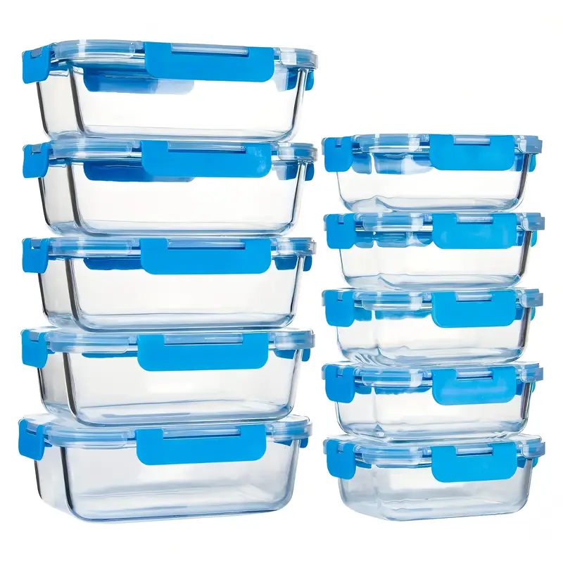 20pcs food storage containers kitchen organizers and storage leakproof meal prep containers local warehouse 20pcs including 10pcs glass containers with 10 lids airtight freezer meal prep container for pantry and kitchen organization Product details 8