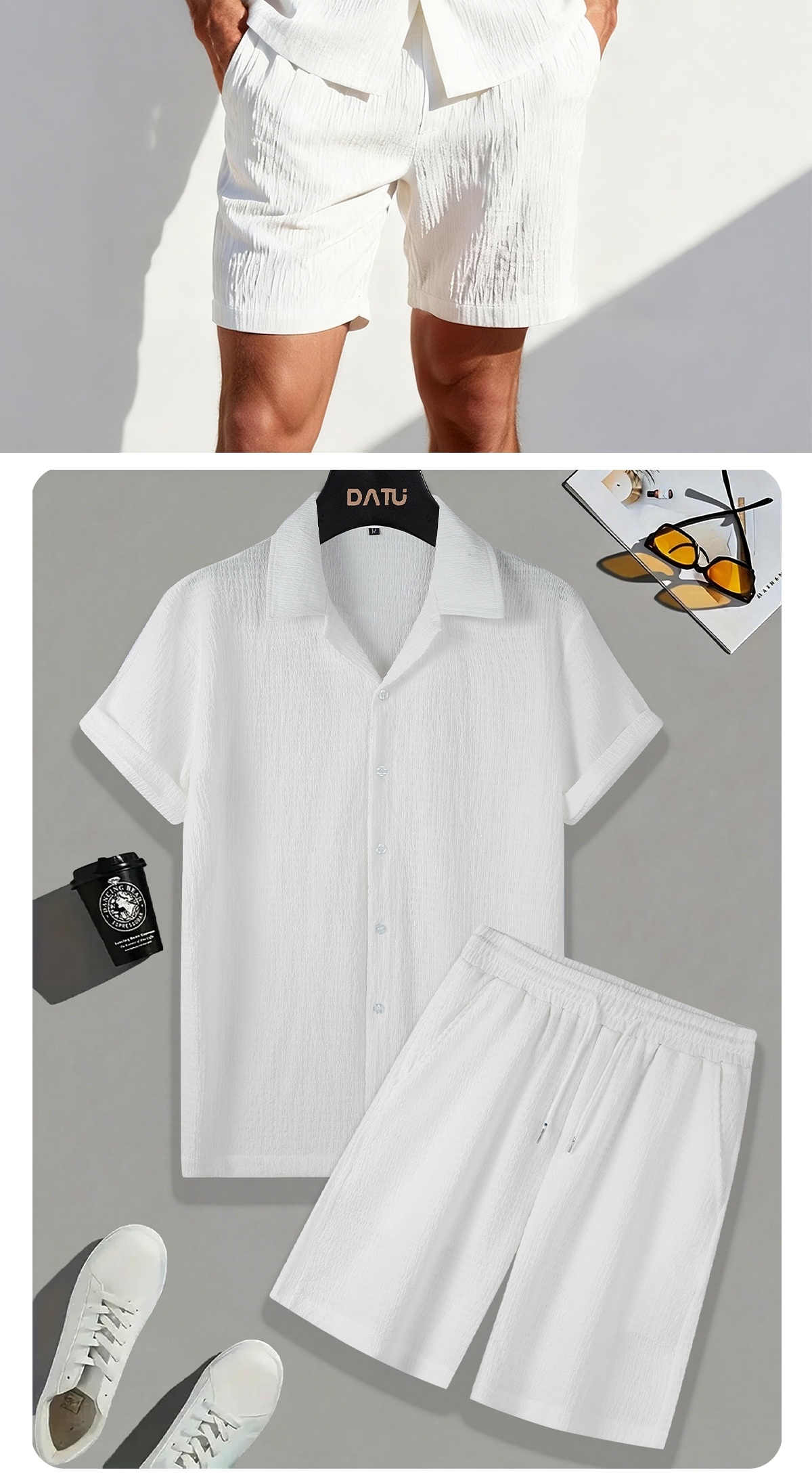 Men's Summer Casual Sportswear Set - High-Quality Shirts with Trendy Short Sleeves and Shorts 2pcs Set