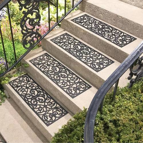 Rubber Stair Treads, Outdoor Stair Treads Non-slip, Stair Tread Mats, Non-slip Tread Mats - 4pcs Set