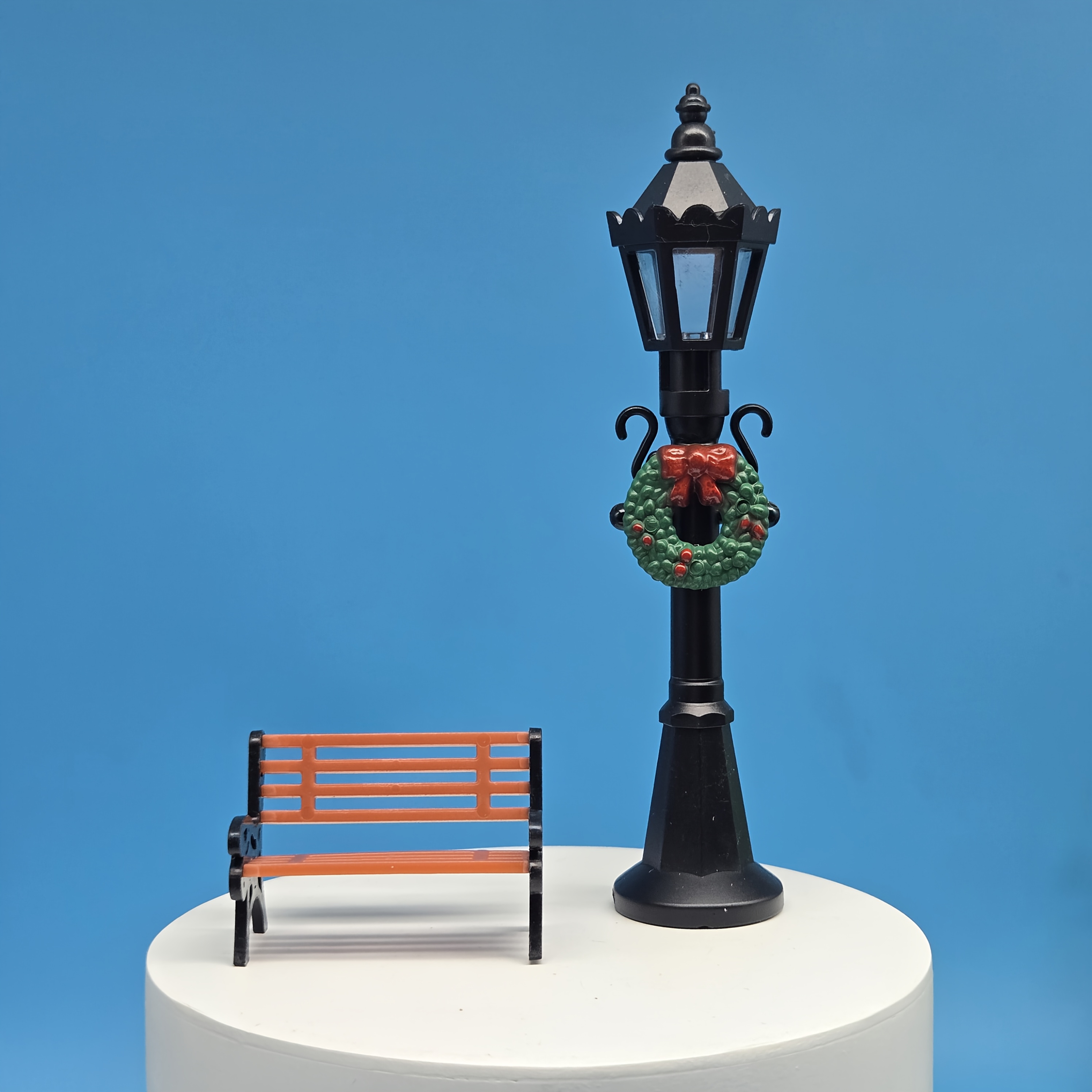 2pcs/set Dollhouse Garden Lawn Lamp Park Chair, Suitable For Dollhouse Decoration Decoration