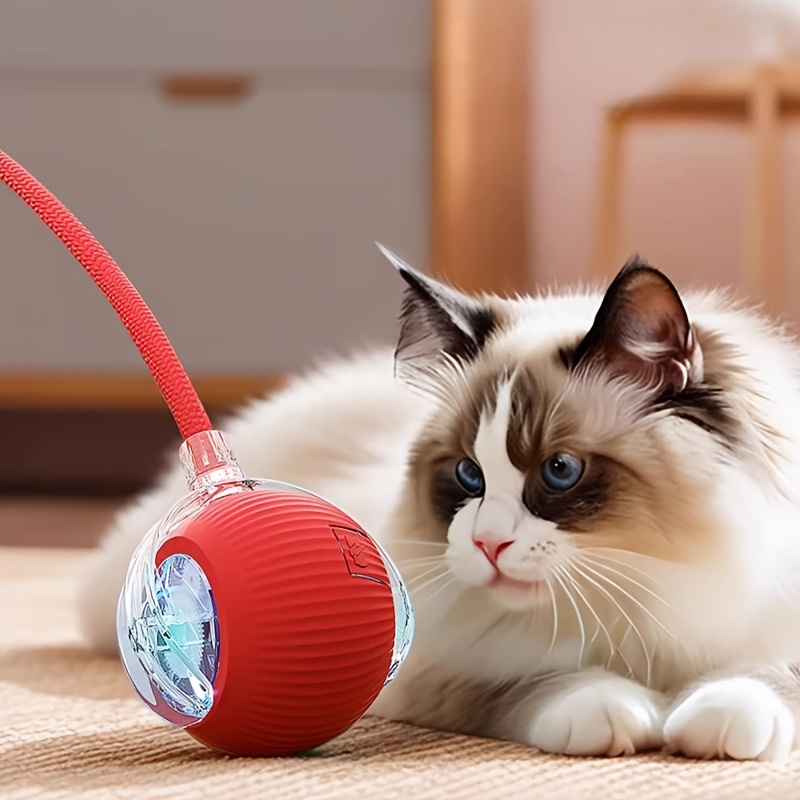 Cat Toy Ball with Tail Rope, Interactive Smart Rolling Ball