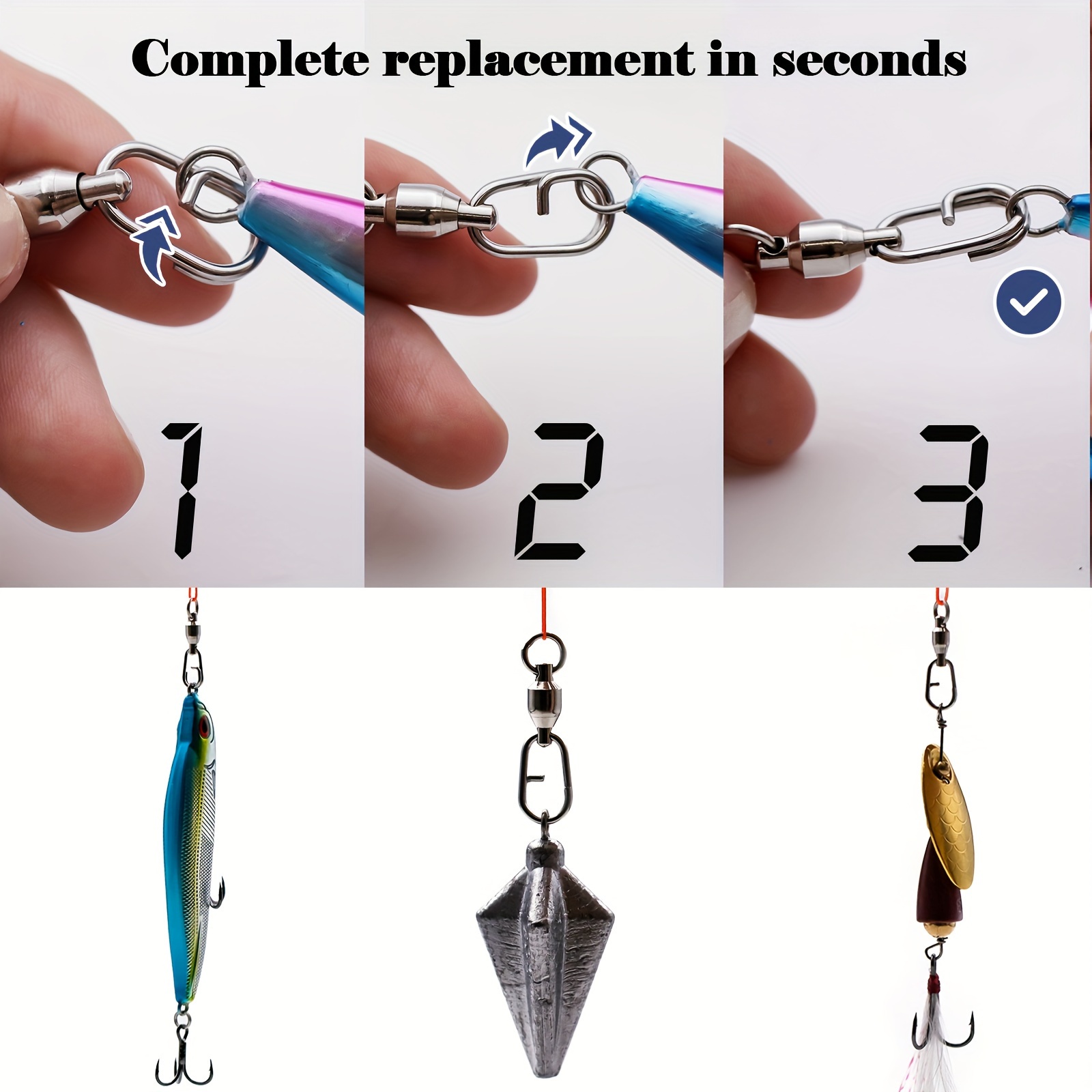 10 émerillons Double Roulement à Billes 9KM - Inox Pour Pêche - Neufs