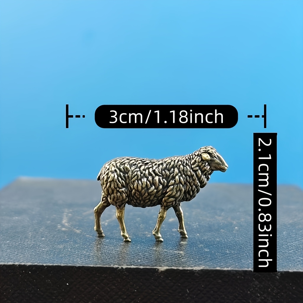TEMU Brass Micro Landscape Simulated Animal Model Lamb Landscape Bonsai Aquarium Decoration Figurine, Cute Lamb Miniature Statue Collectible, Micro