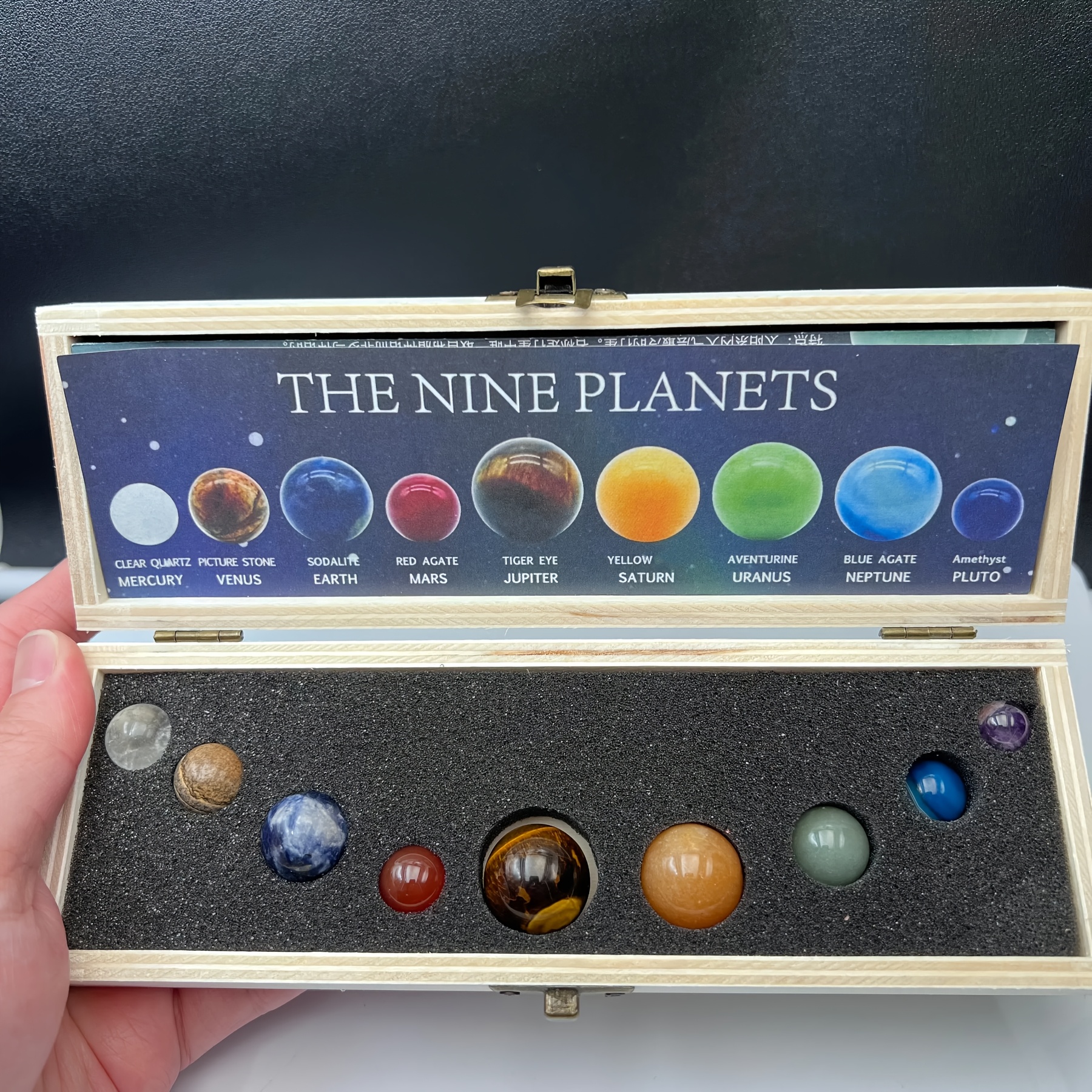 9pcs Natural Stone Sphere Ball, 9 Planets Solar System Desk Decor Universe Model Celestial Creative Gift Home Office Desk