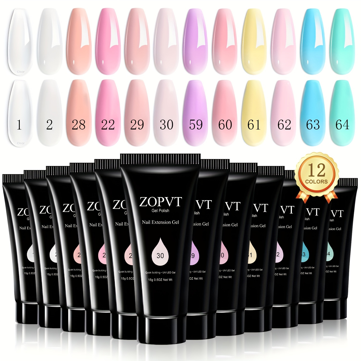 12-color Poly Nail Gel Kit - Formaldehyde-free, Perfect For Diy & Extensions